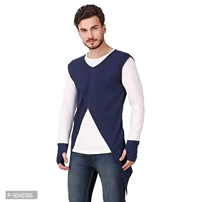 LE BOURGEOIS Round Neck Full Sleeve Asymmetric T-Shirt for Men-thumb2