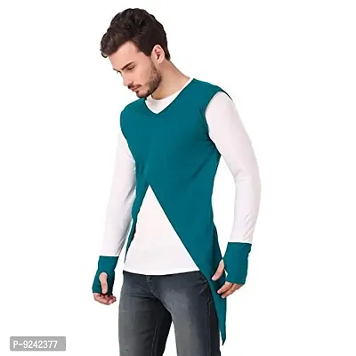 LE BOURGEOIS Round Neck Full Sleeve Asymmetric T-Shirt for Men-thumb2