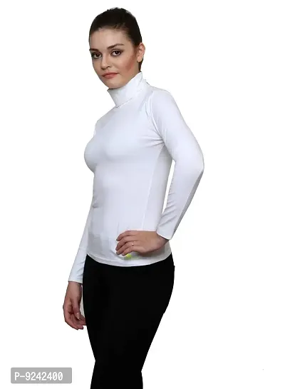 LE BOURGEOIS Women Slim Fit Casual Full Sleeve Highneck/Turtle-Neck Cotton Top-thumb2