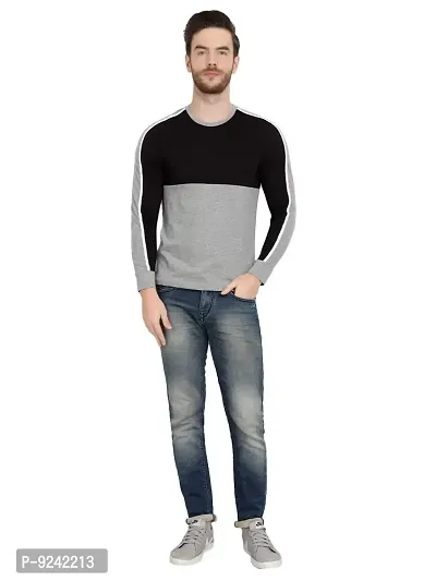 LE BOURGEOIS Men Colorblocked Full Sleeve Casual T-Shirt-thumb5