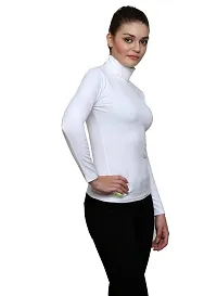 LE BOURGEOIS Women Slim Fit Casual Full Sleeve Highneck/Turtle-Neck Cotton Top-thumb2