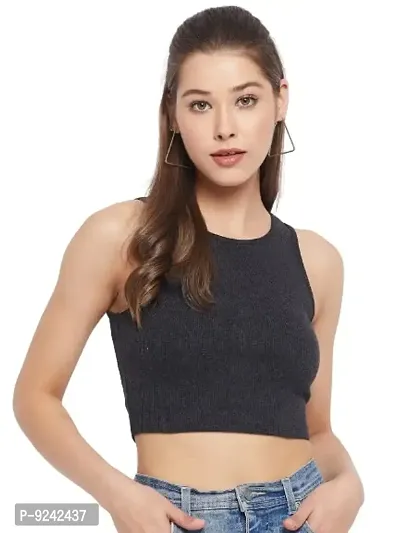 LE BOURGEOIS Women Solid Fit Crop Top