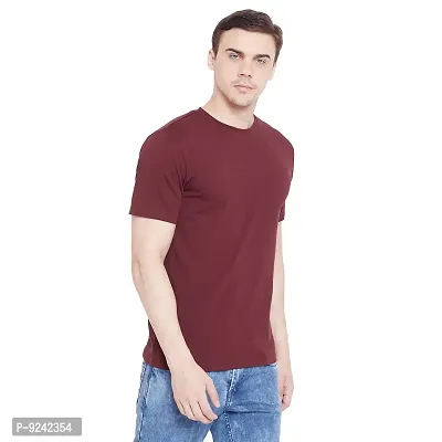 LE BOURGEOIS Men Solid Round Neck Half Sleeve T-Shirt-thumb3