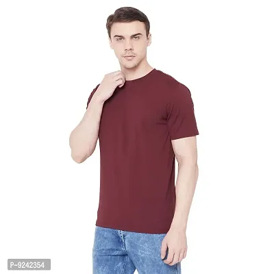 LE BOURGEOIS Men Solid Round Neck Half Sleeve T-Shirt-thumb2