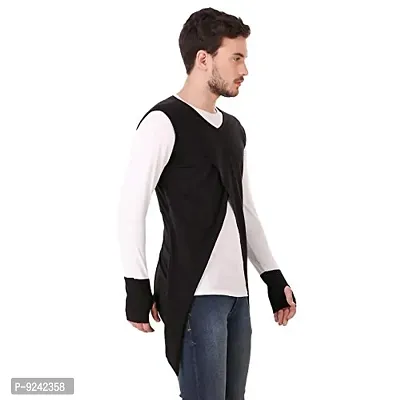 LE BOURGEOIS Round Neck Full Sleeve Asymmetric T-Shirt for Men-thumb3