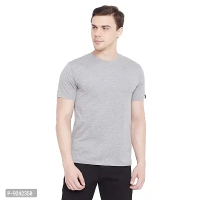 LE BOURGEOIS Men Solid Round Neck Half Sleeve T-Shirt-thumb0