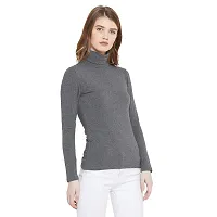 LE BOURGEOIS Women Slim Fit Casual Full Sleeve Highneck/Turtle-Neck Cotton Top-thumb2