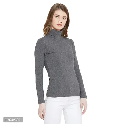 LE BOURGEOIS Women Slim Fit Casual Full Sleeve Highneck/Turtle-Neck Cotton Top-thumb3