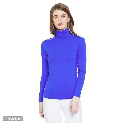 LE BOURGEOIS Women Slim Fit Casual Full Sleeve Highneck/Turtle-Neck Cotton Top