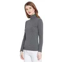LE BOURGEOIS Women Slim Fit Casual Full Sleeve Highneck/Turtle-Neck Cotton Top-thumb1
