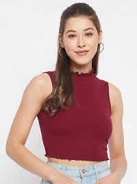 LE BOURGEOIS Women Solid Slim Fit Casual Crop Top-thumb2