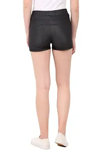 LE BOURGEOIS Women Waist Elastic Slim Fit Casual Poly Lycra Semi Stretchable Shorts/Active Wear/Sports-thumb3