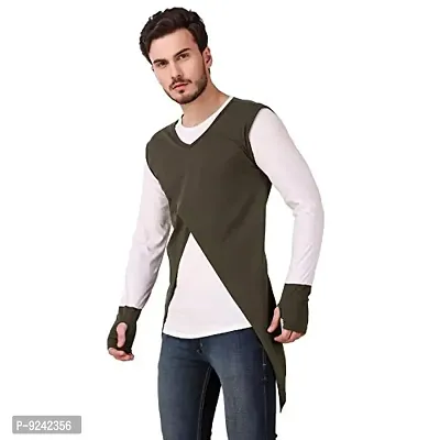 LE BOURGEOIS Round Neck Full Sleeve Asymmetric T-Shirt for Men-thumb2