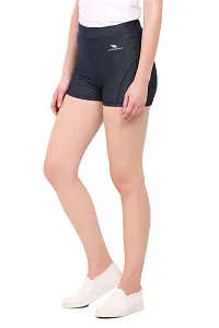 LE BOURGEOIS Women Waist Elastic Slim Fit Casual Poly Lycra Semi Stretchable Shorts/Active Wear/Sports-thumb1