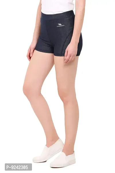 LE BOURGEOIS Women Waist Elastic Slim Fit Casual Poly Lycra Semi Stretchable Shorts/Active Wear/Sports-thumb2