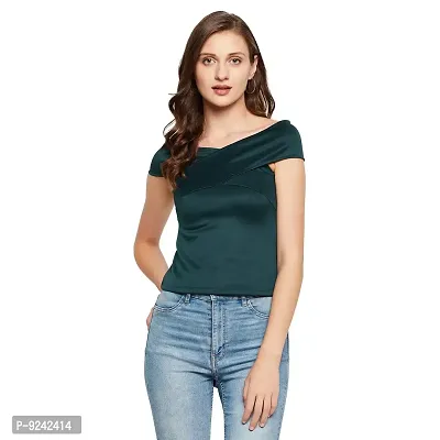 LE BOURGEOIS Women Solid Western Off-Shoulder Crop Top