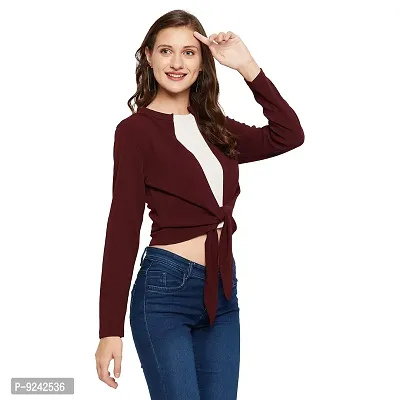 LE BOURGEOIS Women Solid Front Open Short Shrug-thumb4
