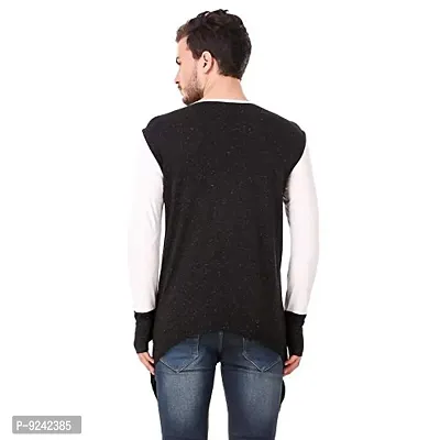 LE BOURGEOIS Round Neck Full Sleeve Asymmetric T-Shirt for Men-thumb4