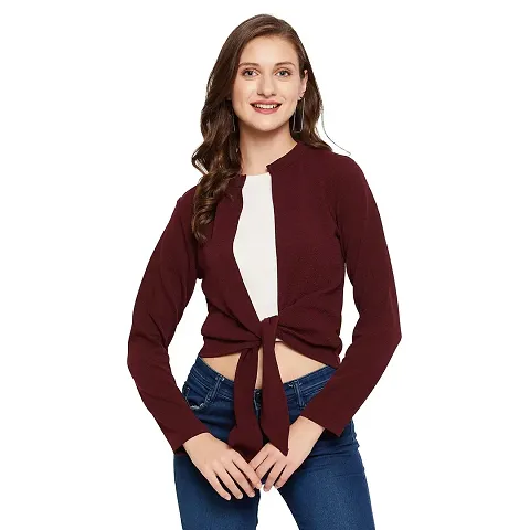 LE BOURGEOIS Women Solid Front Open Short Shrug