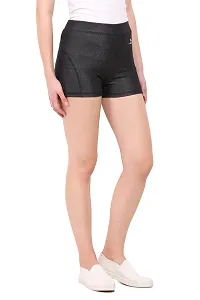 LE BOURGEOIS Women Waist Elastic Slim Fit Casual Poly Lycra Semi Stretchable Shorts/Active Wear/Sports-thumb2