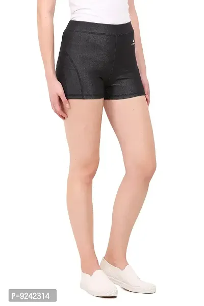 LE BOURGEOIS Women Waist Elastic Slim Fit Casual Poly Lycra Semi Stretchable Shorts/Active Wear/Sports-thumb3