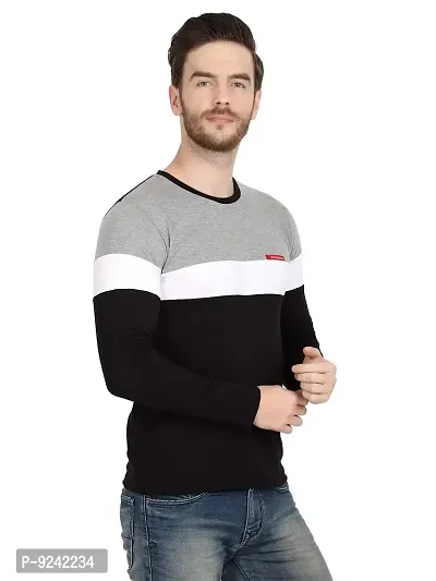 LE BOURGEOIS Men Colorblocked Full Sleeve T-Shirt-thumb3