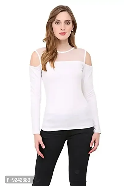 LE BOURGEOIS Women's T-Shirt (LB0145-L_White_Large)-thumb1