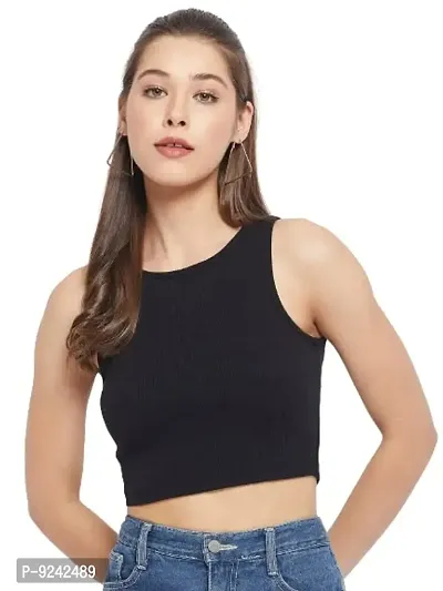 LE BOURGEOIS Women Solid Fit Crop Top