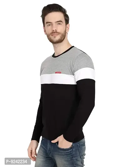 LE BOURGEOIS Men Colorblocked Full Sleeve T-Shirt-thumb2