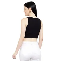 LE BOURGEOIS Women Solid Round Neck Sleeveless Crop Top-thumb4