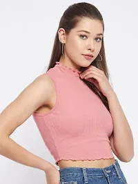 LE BOURGEOIS Women Solid Slim Fit Casual Crop Top-thumb5