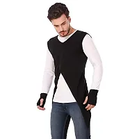 LE BOURGEOIS Round Neck Full Sleeve Asymmetric T-Shirt for Men-thumb1