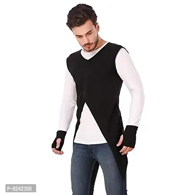 LE BOURGEOIS Round Neck Full Sleeve Asymmetric T-Shirt for Men-thumb2