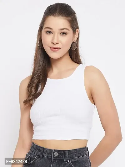 LE BOURGEOIS Women Solid Fit Crop Top-thumb2