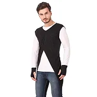 LE BOURGEOIS Round Neck Full Sleeve Asymmetric T-Shirt for Men-thumb1