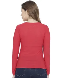 LE BOURGEOIS Women Round Neck Full Sleeve Solid Fitted Top-thumb3