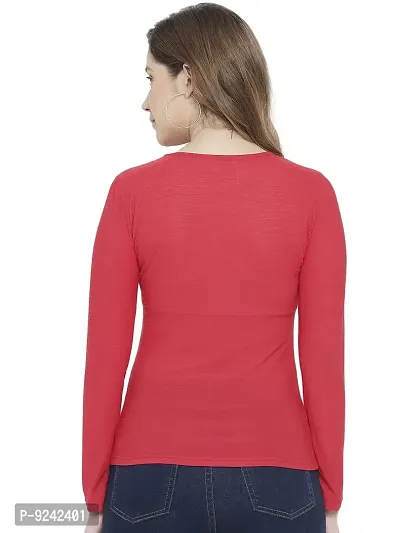 LE BOURGEOIS Women Round Neck Full Sleeve Solid Fitted Top-thumb4