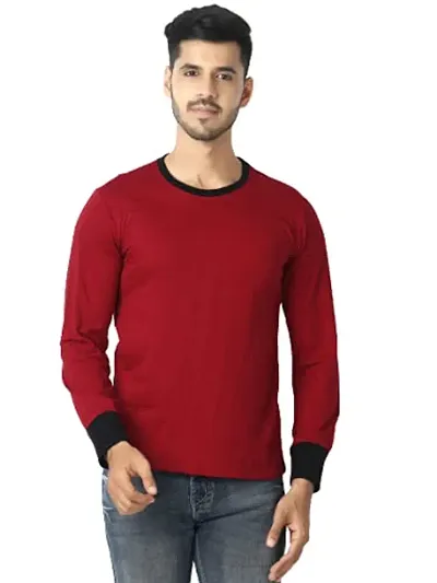 LE BOURGEOIS Men Round Neck Full Sleeve Solid Casual T-Shirt