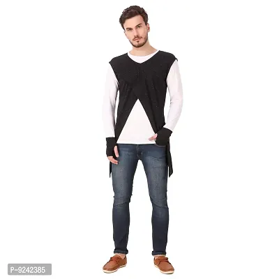 LE BOURGEOIS Round Neck Full Sleeve Asymmetric T-Shirt for Men-thumb5