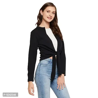 LE BOURGEOIS Women Solid Front Open Short Shrug-thumb4