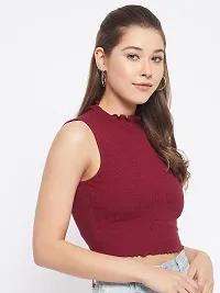 LE BOURGEOIS Women Solid Slim Fit Casual Crop Top-thumb5