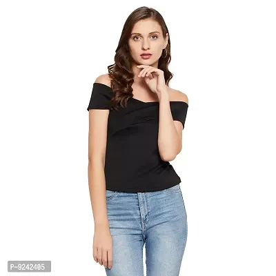 LE BOURGEOIS Women Solid Western Off-Shoulder Crop Top-thumb0