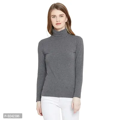 LE BOURGEOIS Women Slim Fit Casual Full Sleeve Highneck/Turtle-Neck Cotton Top-thumb0