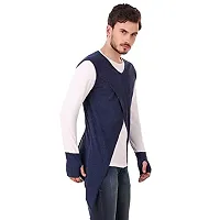 LE BOURGEOIS Round Neck Full Sleeve Asymmetric T-Shirt for Men-thumb2