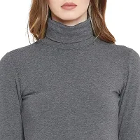 LE BOURGEOIS Women Slim Fit Casual Full Sleeve Highneck/Turtle-Neck Cotton Top-thumb4