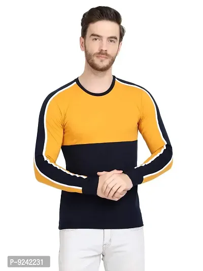 LE BOURGEOIS Men Colorblocked Full Sleeve Casual T-Shirt