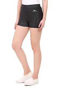 LE BOURGEOIS Women Waist Elastic Slim Fit Casual Poly Lycra Semi Stretchable Shorts/Active Wear/Sports-thumb1