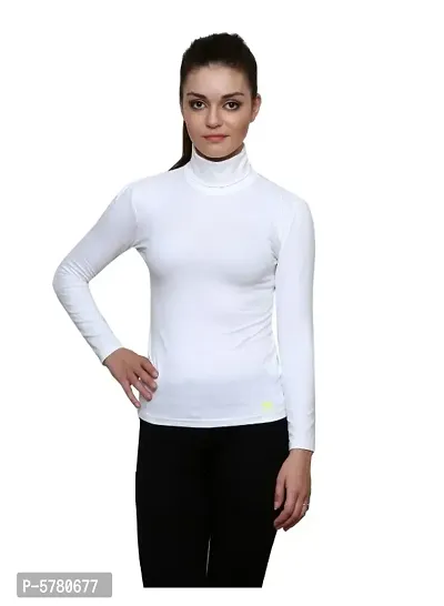 Women solid full sleeve high neck top-thumb0
