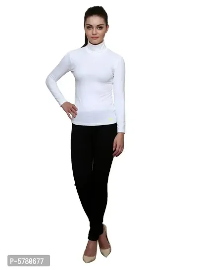 Women solid full sleeve high neck top-thumb3