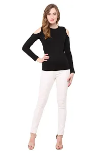 Women Cotton Cold Shoulder Full Sleeve Top-thumb2